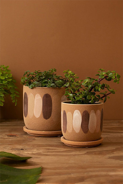 dois vasos cachepot pincelada de cerâmica