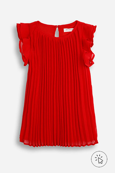 Vestido plissado infantil babado vermelho - que cor de roupa usar no Natal - Roupa de Natal infantil