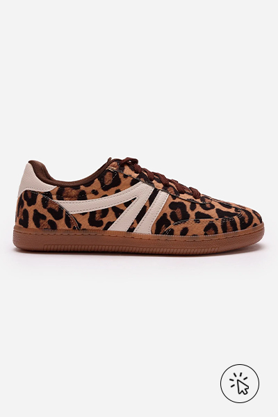 Tênis retrô casual com recortes ACE animal print