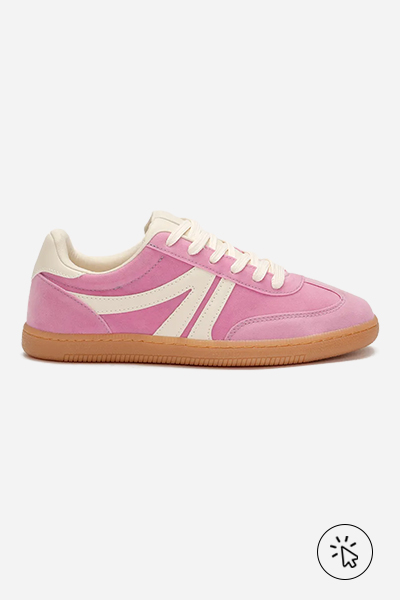 Tênis retrô casual com recortes ACE rosa