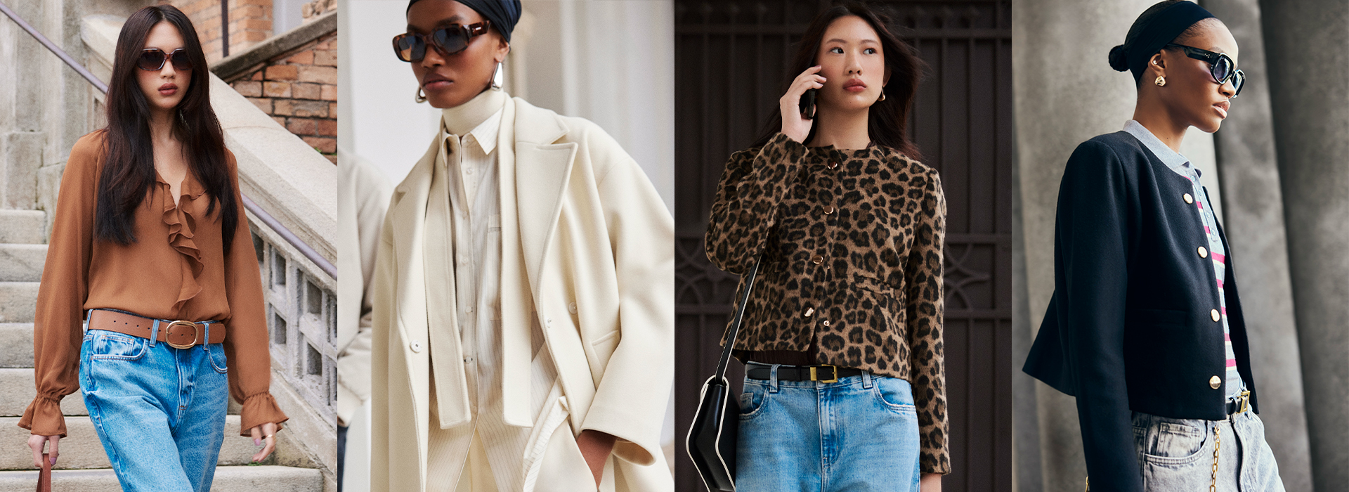 Montagem com várias modelos usando looks da coleção de inverno da C&A.
