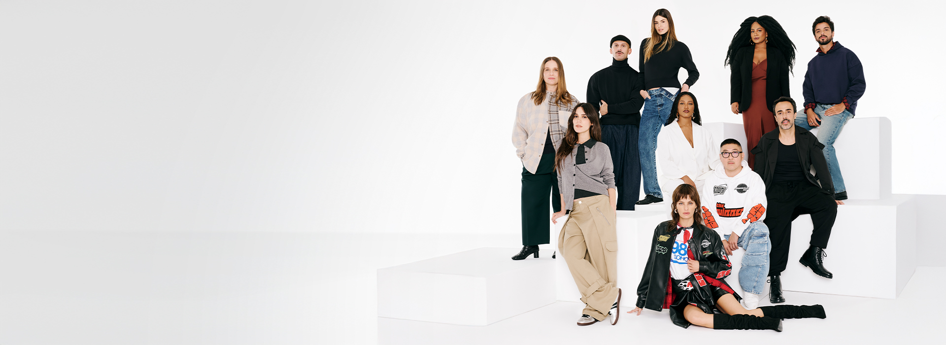 Montagem com os stylists e as inspirações da coleção C&A + Stylists: Antonio Frajado, Camila Queiroz, Rita Lazzarotti, Carla Salle, Daniel Ueda, Isabeli Fontana, Babi Louise, Luedji Luna, Yan Acioli e Rodrigo Simas.