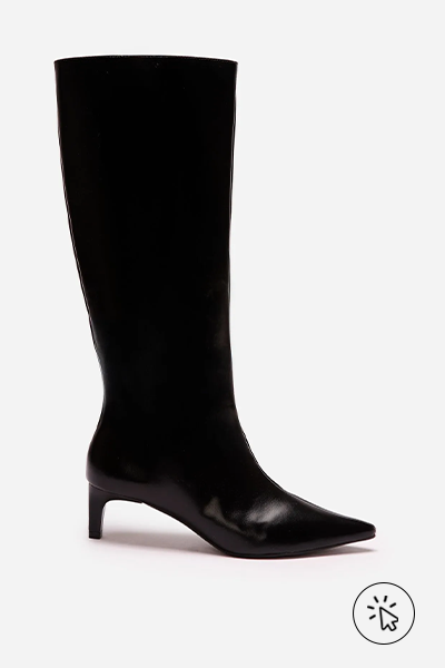 Bota cano alto bico fino salto baixo Mindset preta