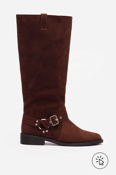 Bota montaria texturizada com fivela oneself marrom
