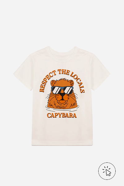 Camiseta infantil de algodão capivara off-white