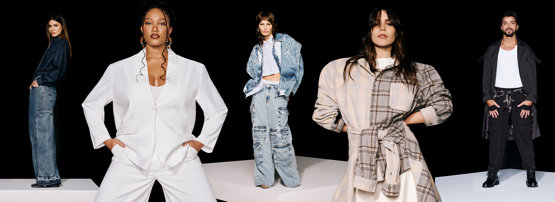 Montagem com as celebridades que vestiram os looks da collab C&A + Stylists