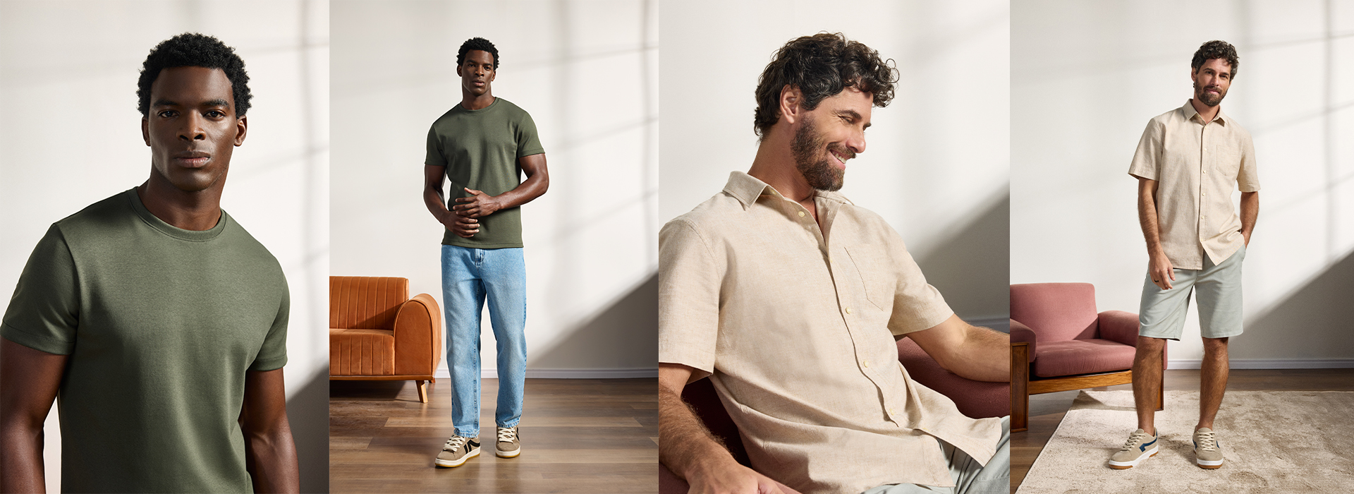 Montagem com vários pais usando looks da C&A para comemorar essa data
