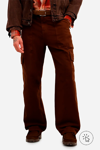 Calça baggy masculina de sarja marrom- o que é boho - o que é o estilo boho - o que é boho chic - look boho chic - look boho - estilo boho chic no trabalho