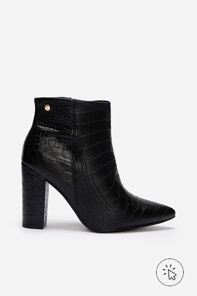 Bota cano curto feminina croco Vizzano preta - looks com botas cano curto​ - tipos de botas femininas cano curto - como usar bota cano curto