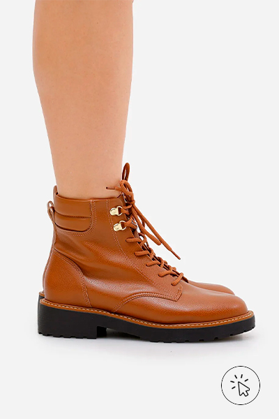 Bota coturno feminina cano curto tratorada Vizzano marrom caramelo - looks com botas cano curto​ - tipos de botas femininas cano curto - como usar bota cano curto