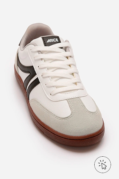 Tênis Bossa com recortes bicolor ACE branco, cinza e preto - tênis que estão na moda - tênis femininos que estão na moda