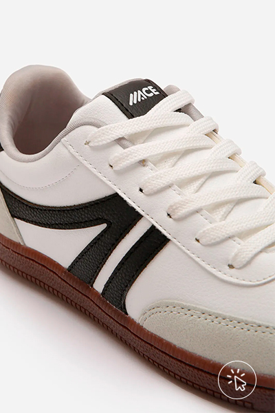 Tênis Bossa com recortes bicolor ACE branco, cinza e preto - tênis que estão na moda - tênis femininos que estão na moda