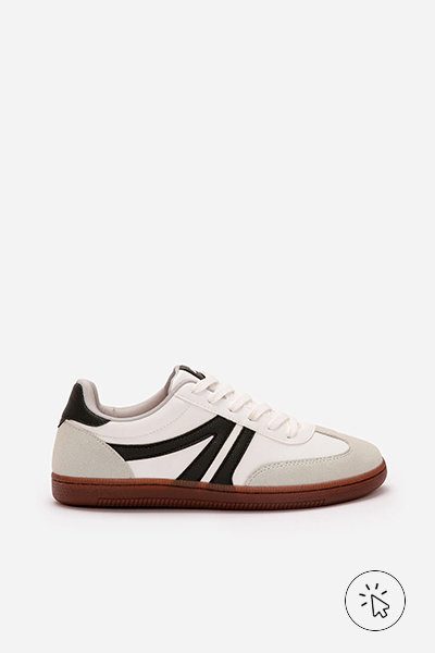 Tênis Bossa com recortes bicolor ACE branco, cinza e preto - tênis que estão na moda - tênis femininos que estão na moda