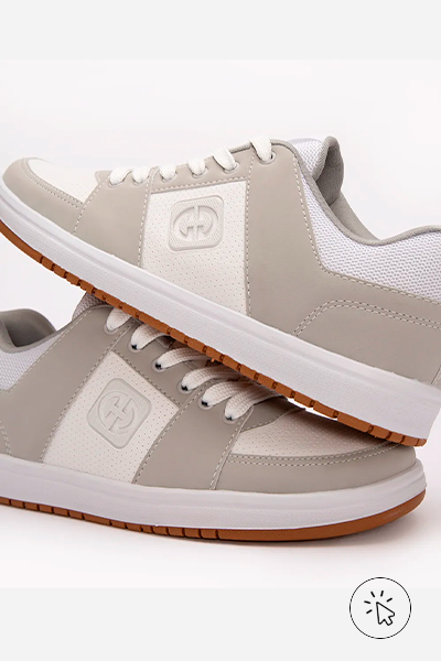 Tênis casual cano baixo com recortes cinza - tênis que estão na moda - tênis masculino que estão na moda