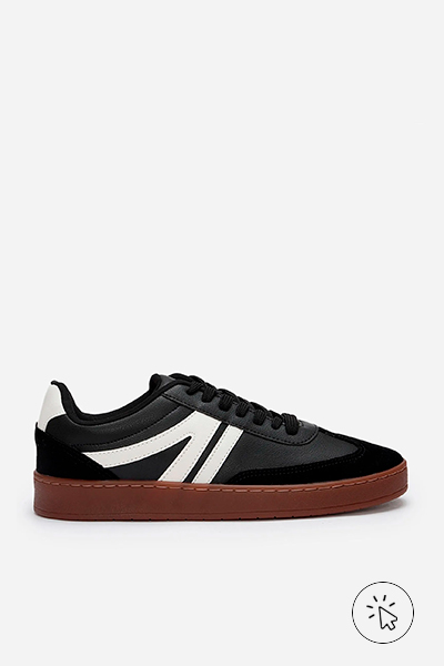 Tênis Bossa casual com recortes bicolor ACE preto e branco - tênis que estão na moda - tênis masculino que estão na moda