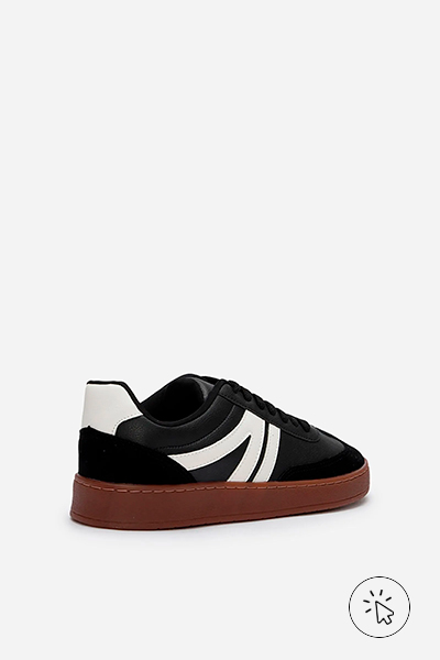 Tênis Bossa casual com recortes bicolor ACE preto e branco - tênis que estão na moda - tênis masculino que estão na moda