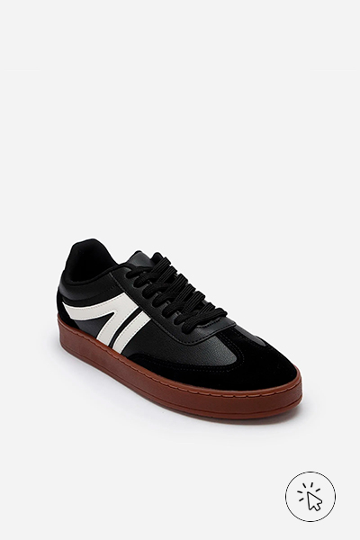 Tênis Bossa casual com recortes bicolor ACE preto e branco - tênis que estão na moda - tênis masculino que estão na moda