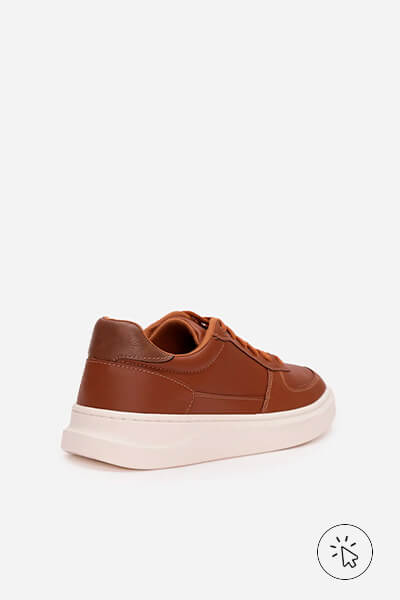 Tênis casual com recortes OneSelf marrom caramelo - tênis que estão na moda - tênis masculino que estão na moda