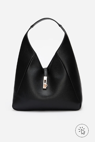 Bolsa shoulder com fecho de metal preta