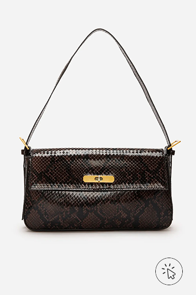 Bolsa shoulder croco marrom escuro