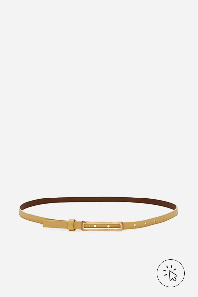 Cinto skinny com fivela retangular amarelo - cores que combinam com amarelo - que cores combinam com amarelo
