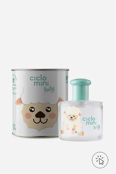 Foto do perfume Água de Colônia Bee Infantil Ciclo 100ml e da embalagem/lata ao lado - qual tipo de perfume fixa mais - tipo de perfume - concentração de perfumes - pirâmide olfativa - notas de topo coração e base - o que é fragrância 