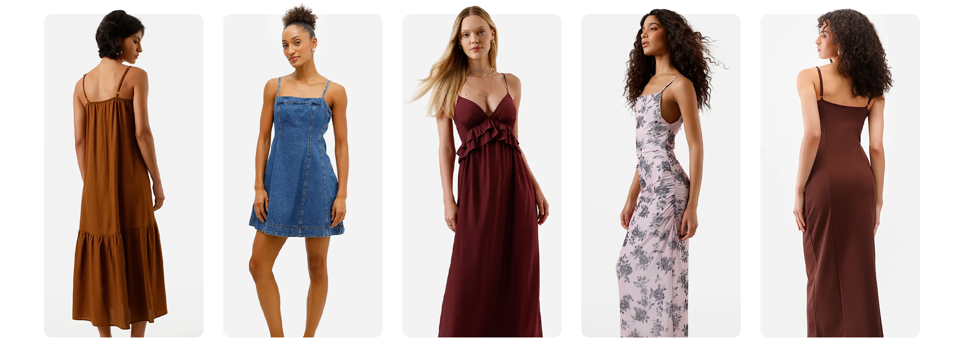 Montagem com várias modelos usando vestidos para o verão 2025