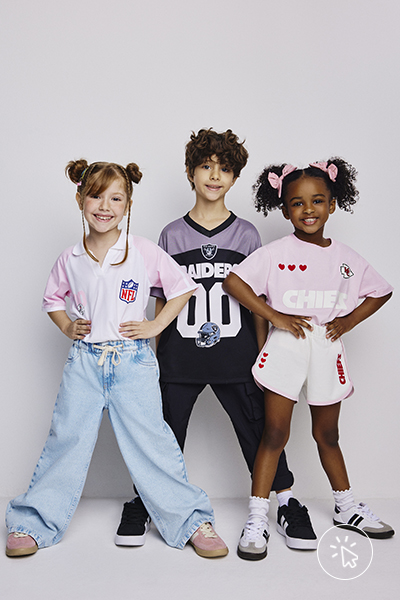 Dia das Crianças C&A, camisetas NFL para meninos e meninas