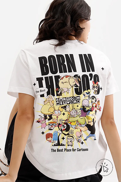 Camiseta feminina algodão Born in the 90's off-white - roupas anos 90 - look anos 90 - moda anos 90 - como era a moda nos anos 90