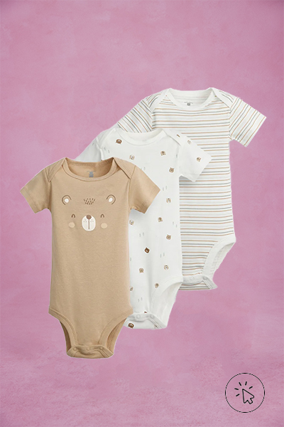 Kit 3 bodies infantis de algodão estampados colorido