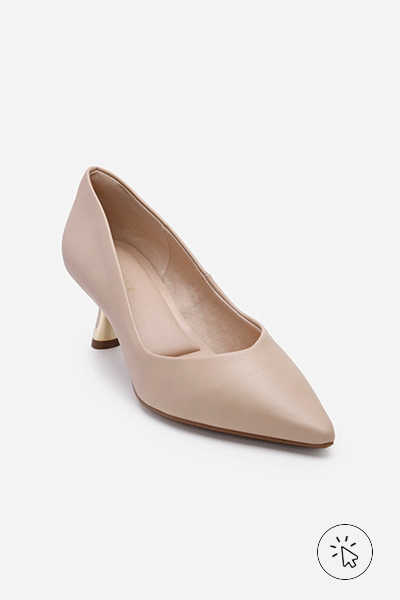 Scarpin bico fino salto fino Oneself bege - cores que combinam com azul - que cor de sapato combina com vestido azu