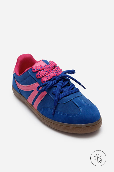 Tênis Bossa com recortes ACE azul e rosa