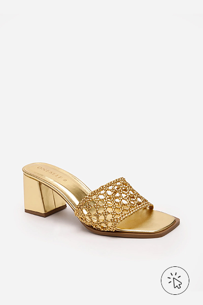Tamanco bico quadrado metalizado Oneself dourado