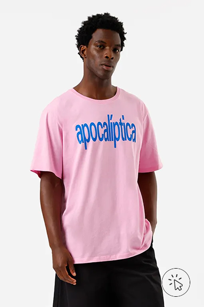Camiseta unissex algodão Milton Cunha Apocalíptica Rosa