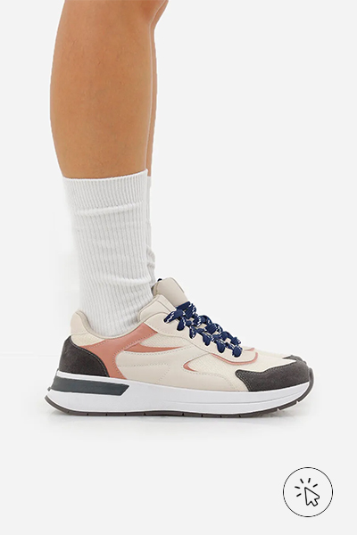 Tênis jogging com recortes esportivo ACE rosa e marrom