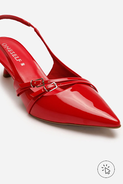 Scarpin salto baixa slingback vermelho