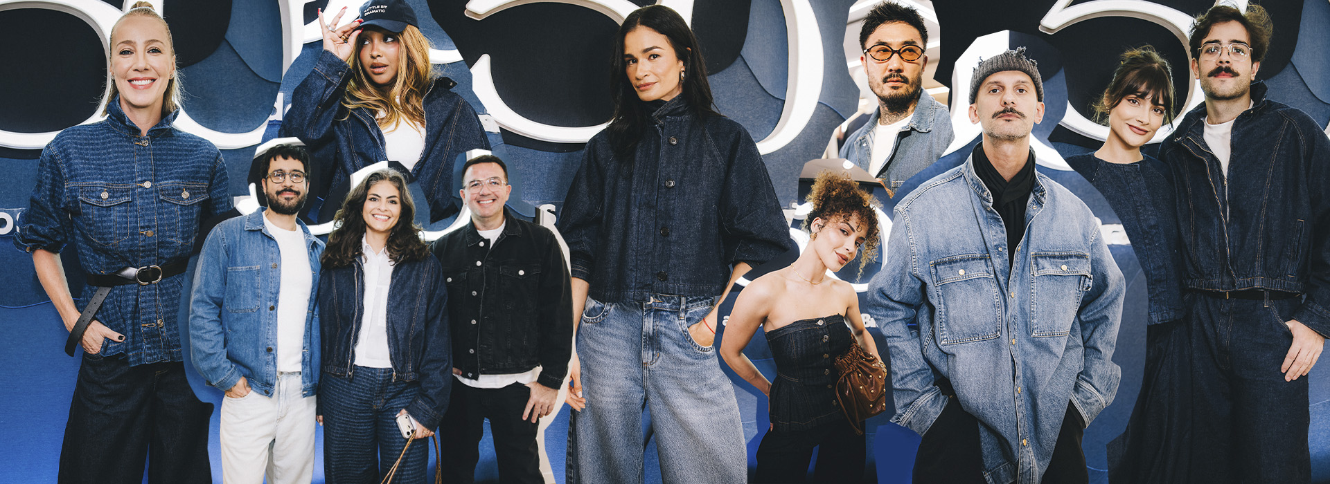 Montagem com famosos e clientes que estiveram no evento de lançamento Jeans C&A