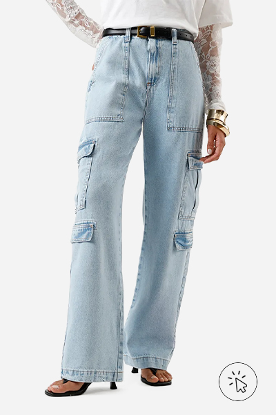Calça cargo reta feminina jeans cintura alta azul - como lavar calça jeans