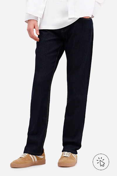 Calça jeans reta com bolsos azul escuro - como lavar calça jeans