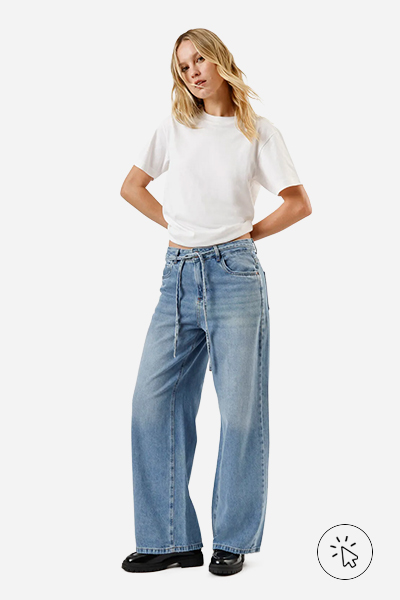 Calça oversized feminina jeans destroyed com faixa azul - como lavar calça jeans