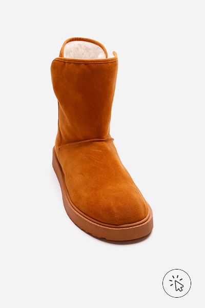Bota de camurça com forro de pelúcia Oneself marrom caramelo