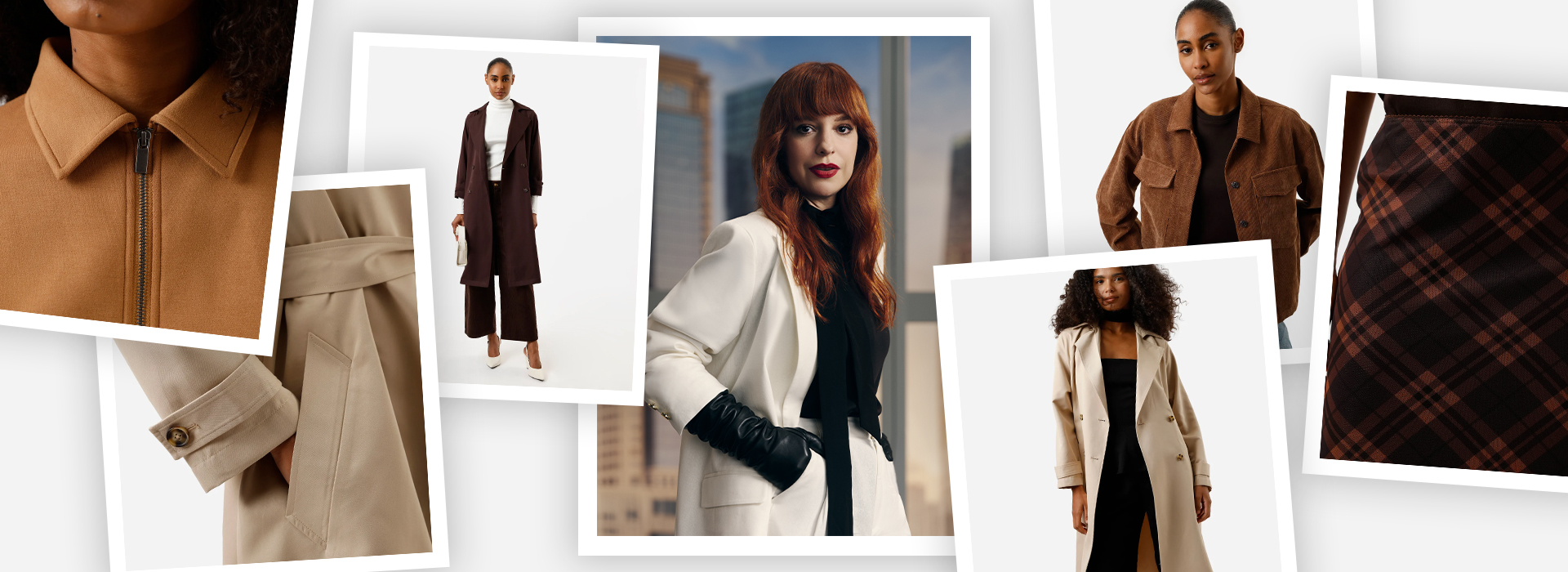 Montagem com Antonia Petta e modelos usando looks escolhidos pela editora