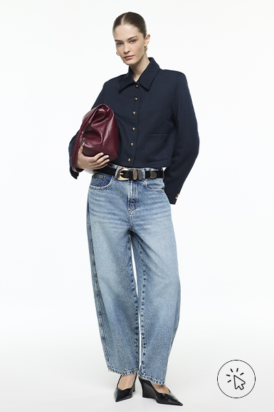 Modelov este camisa oversized azul-marinho e calça jeans baggy feminina azul médio