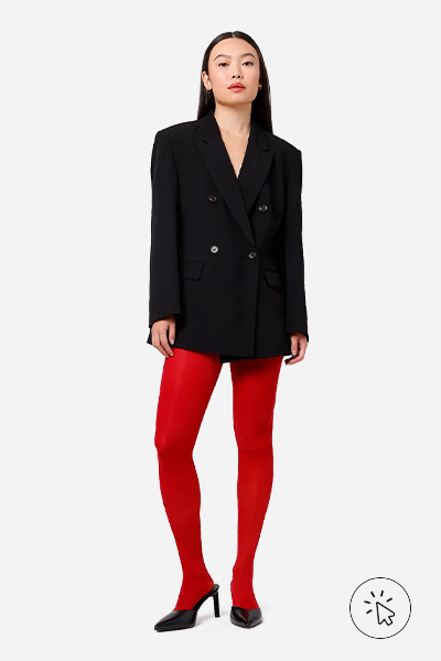 Modelo veste meia calça fio 40 Mindset vermelho vinho