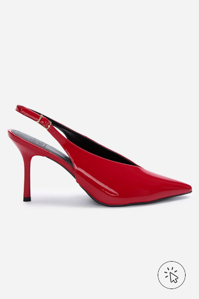 Sapato feminino scarpin slingback bico fino salto fino vermelho vinho da coleção O Diabo Veste Prada 2