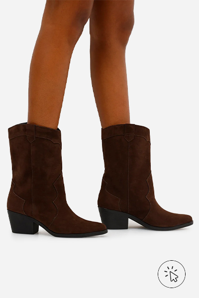 Bota western de camurça Oneself marrom escuro - look para show à noite