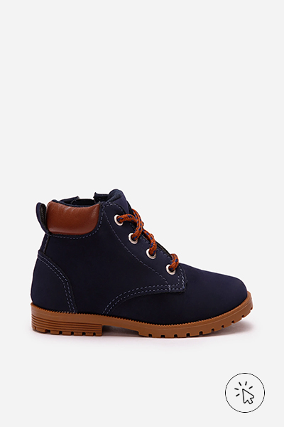 Bota coturno infantil cano médio com recortes azul escura