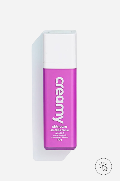 Na foto: creme em gel facial Creamy - maquiagem para pele madura - qual a melhor base para pele madura - como fazer maquiagem básica para pele madura - o que é pele madura