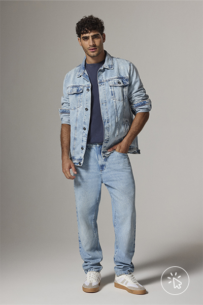 Look masculino com jaqueta e calça jeans - look de festa junina
