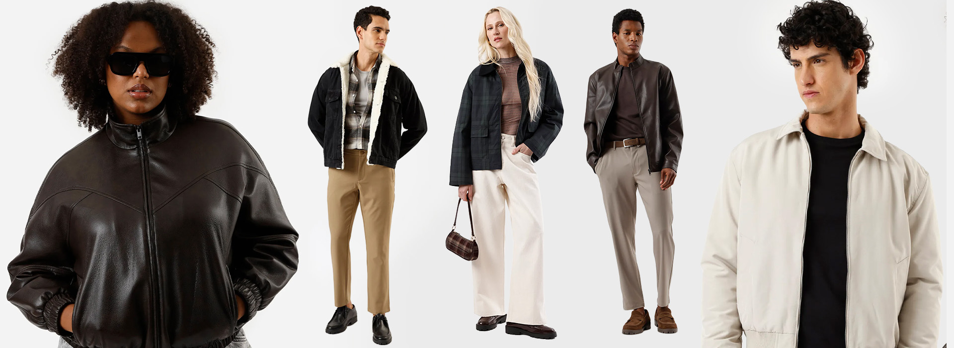 Montagem com modelos vestido looks com jaquetas icônicas para usar no inverno.